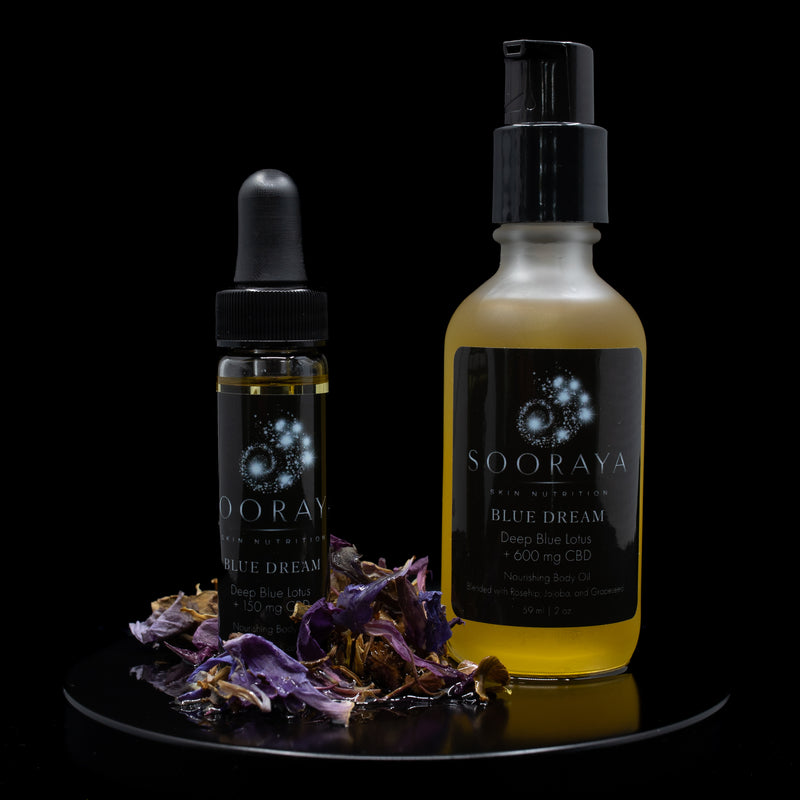 Deep Blue Lotus + CBD Nourishing Body Oil Set Sooraya Deep Blue Lotus + CBD Nourishing Body Oil Set Sooraya
