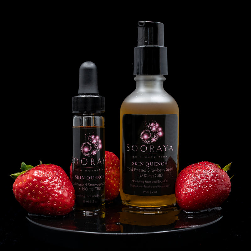 Skin Quench - Cold-Pressed Strawberry Seed + CBD Nourishing Face and Body Oil Set