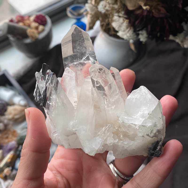 Hubnerite Peru Quartz Cluster